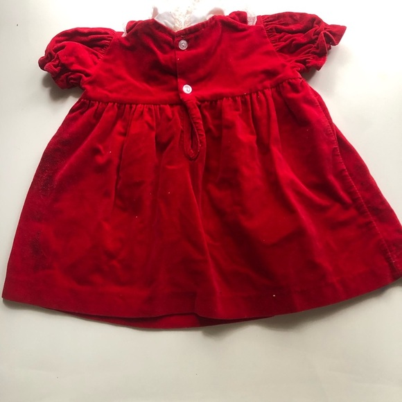Vintage Red Velvet Baby Dress with Lace Collar - Picture 6 of 8